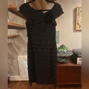 Black mini dress with short sleeves